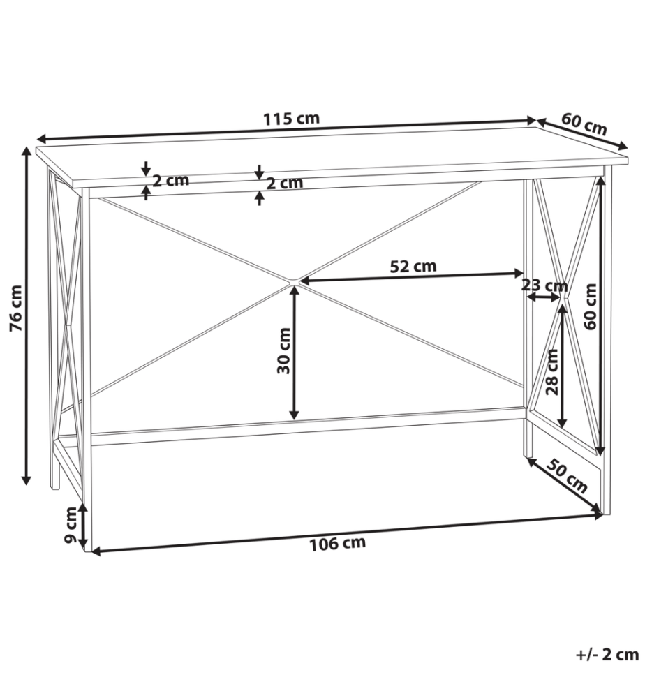 Table de bureau FUTON Marron foncé 115 cm 60 cm
