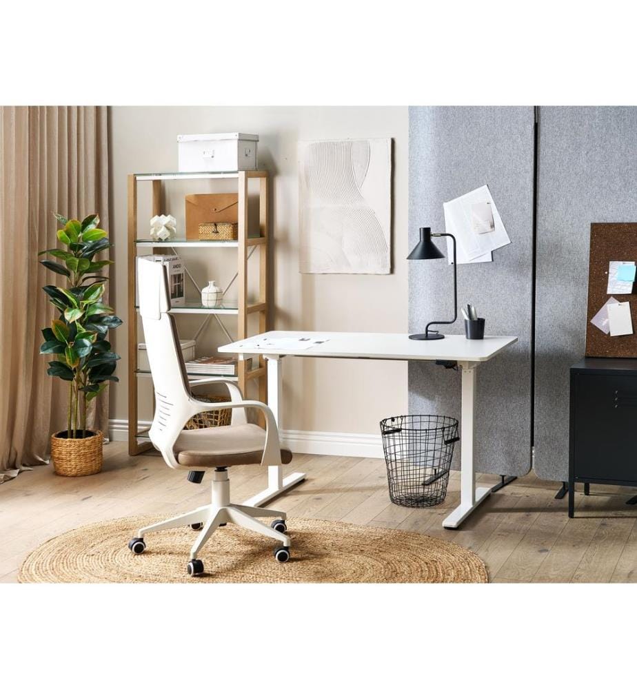 Bureau réglable en hauteur électriquement GRIFTON Blanc 120 cm 60 cm