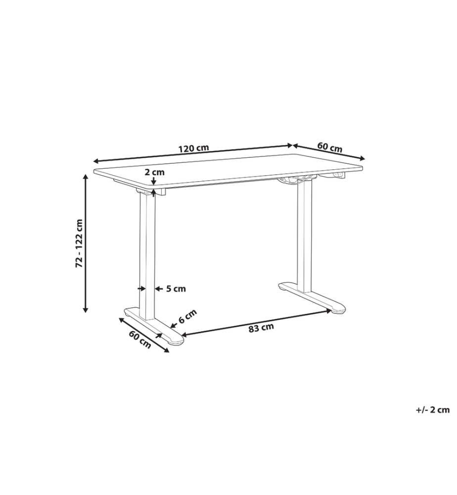 Bureau réglable en hauteur électriquement GRIFTON Blanc 120 cm 60 cm