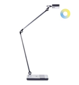 Lampada da scrivania a LED LACERTA con Caricatore wireless Metallo Argento