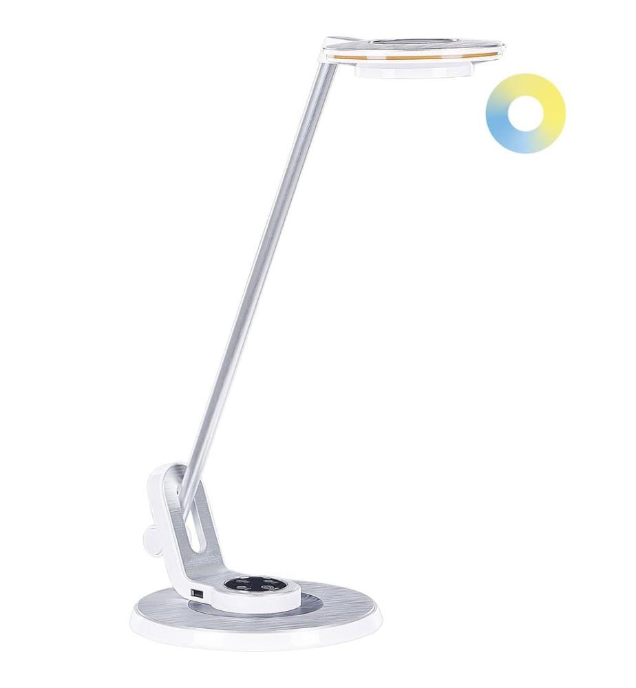Lampada da scrivania a LED CORVUS con dimmer Metallo Bianco/Argento