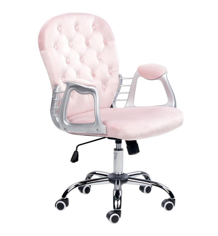 Chaise de bureau PRINCESS Velours Rose pastel