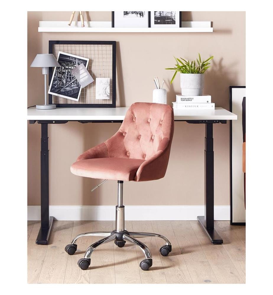 Chaise de bureau PARRISH Velours Rose pastel