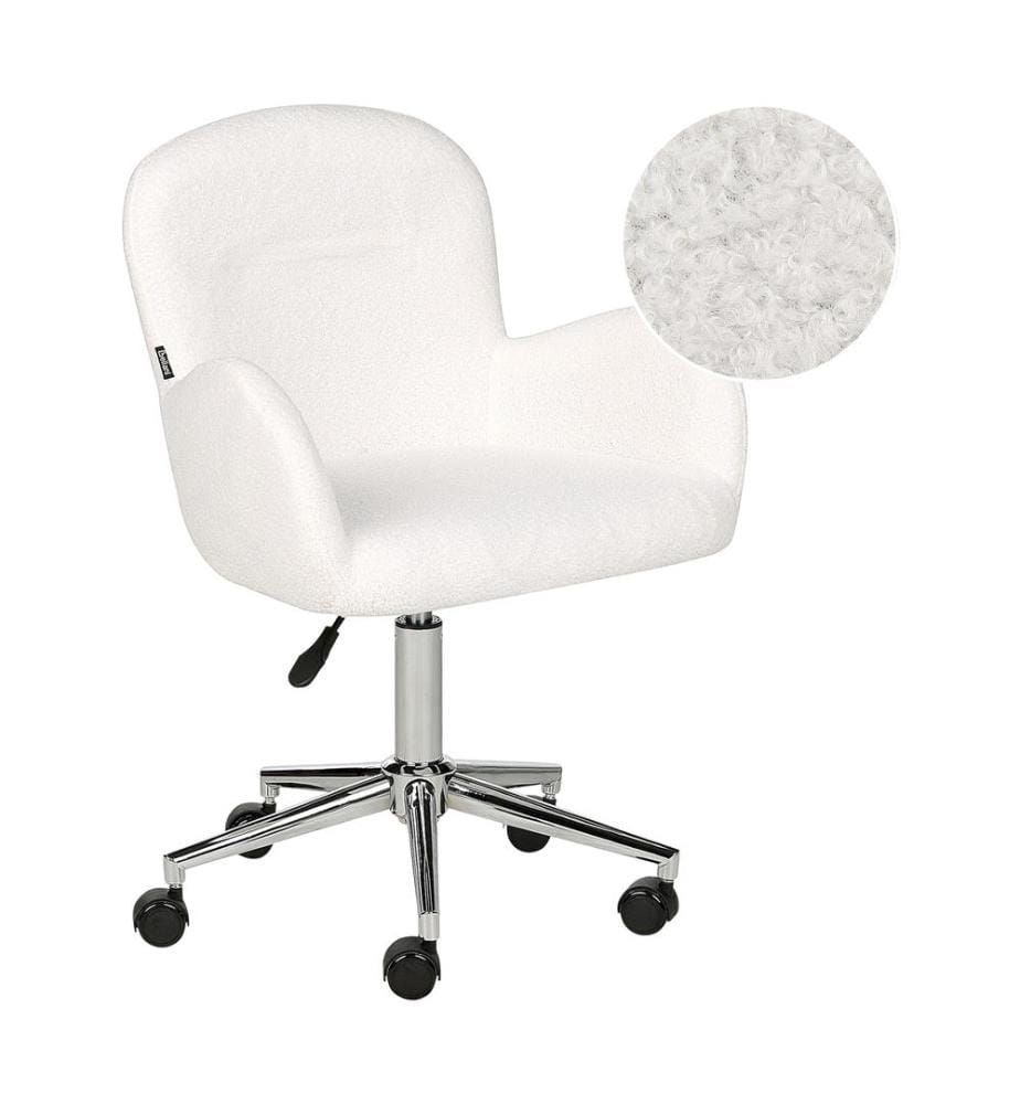 Schreibtischstuhl PRIDDY Bouclé Cremeweiss