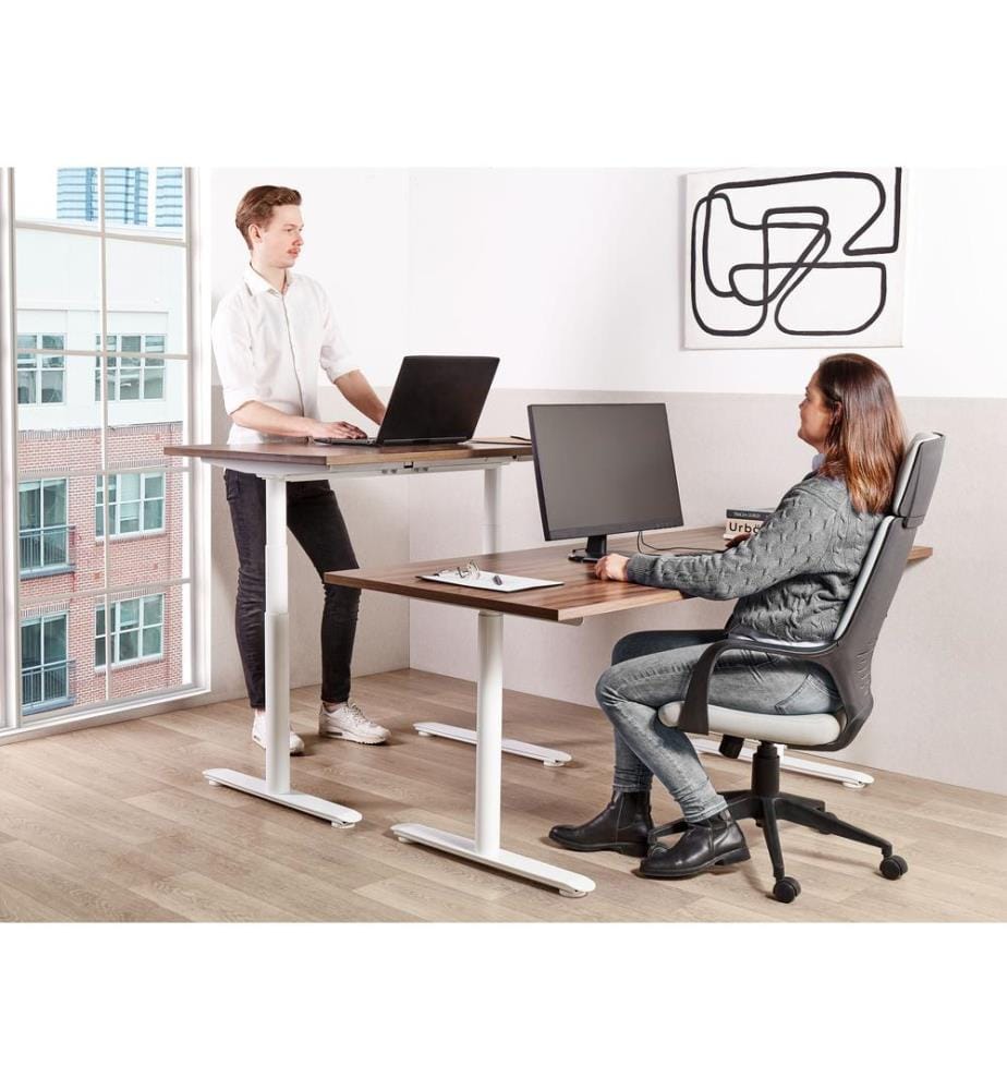 Bureau réglable en hauteur électriquement DESTINAS Marron/blanc 120 cm 72 cm