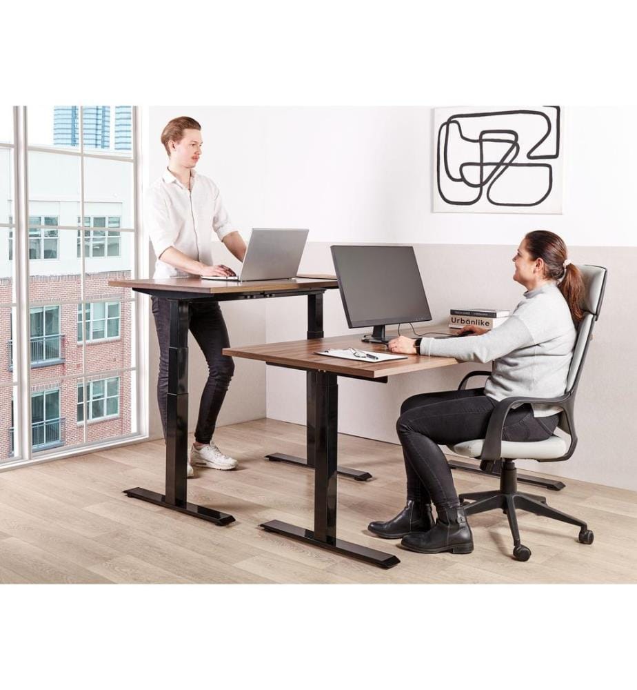 Bureau réglable en hauteur électriquement DESTINES Marron/noir 120 cm 72 cm