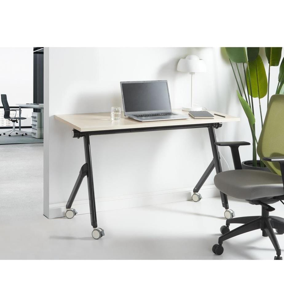 Zusammenklappbarer Schreibtisch BENDI Hellbraun 120 cm 60 cm mit Rädern