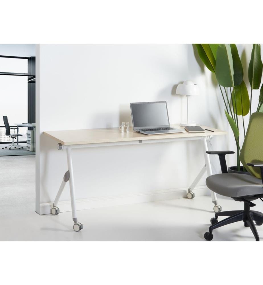 Zusammenklappbarer Schreibtisch BENDI Hellbraun 160 cm 60 cm mit Rädern