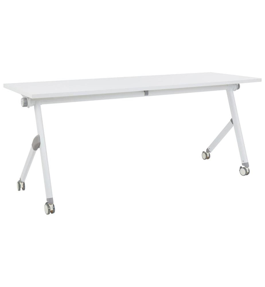 Zusammenklappbarer Schreibtisch BENDI Weiss 180 cm 60 cm mit Rädern