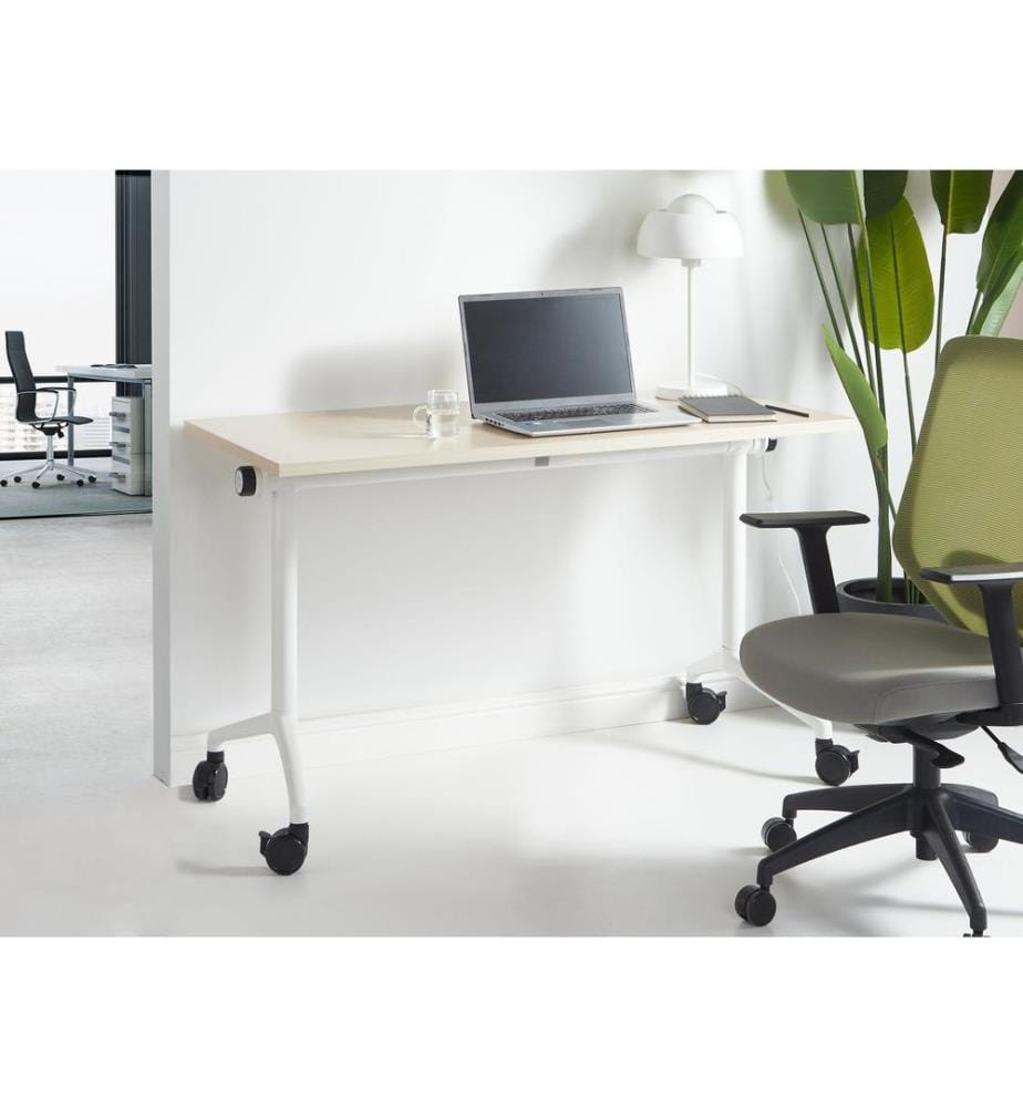 Bureau pliable CAVI Marron clair 120 cm 60 cm avec roues