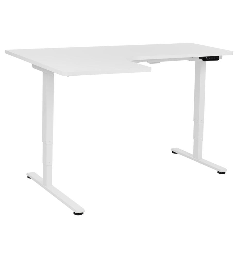 Bureau d'angle réglable électriquement DESTINES Blanc 160 cm 109 cm Côté gauche