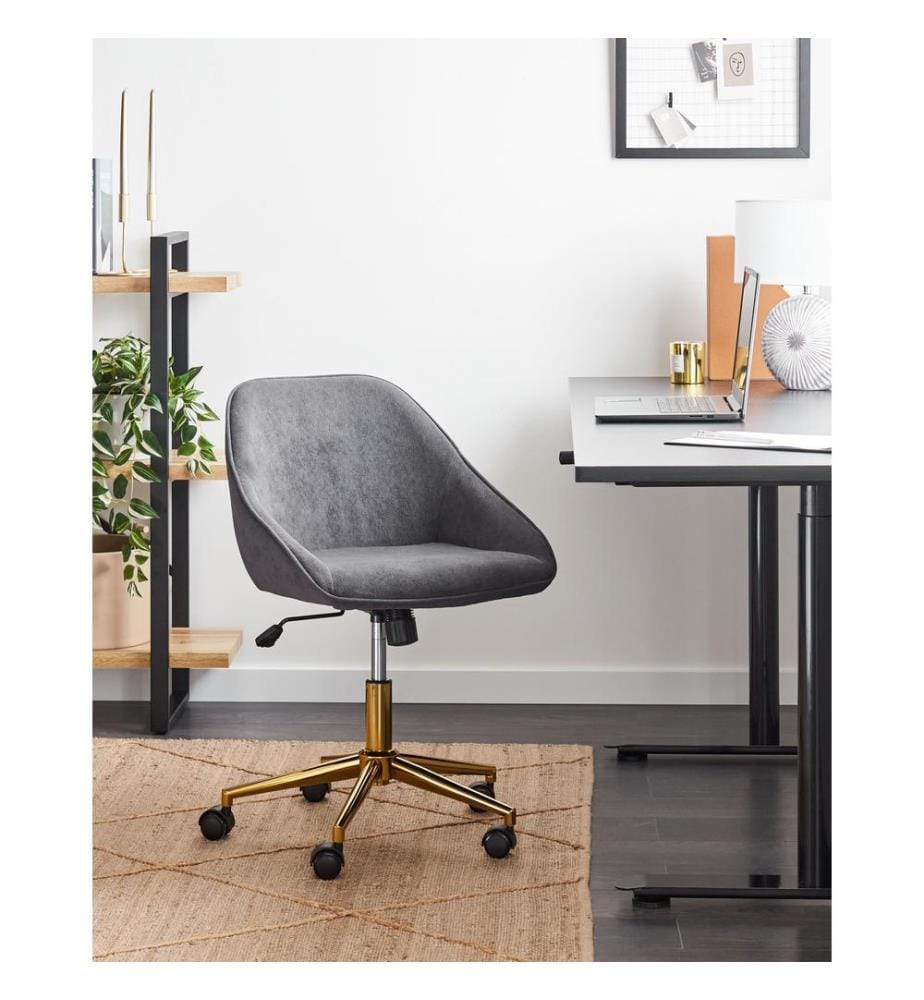 Chaise de bureau BARDSDALE Velours Gris foncé