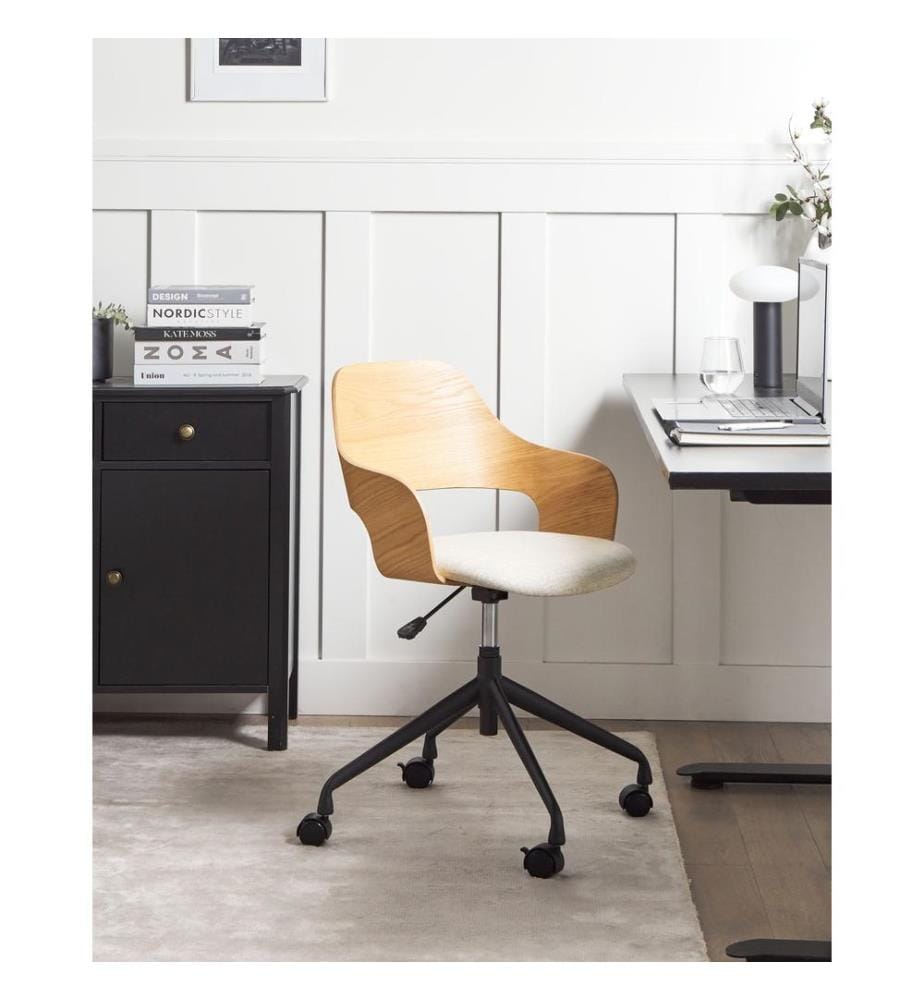 Chaise de bureau NOVATO Lin synthétique Beige clair