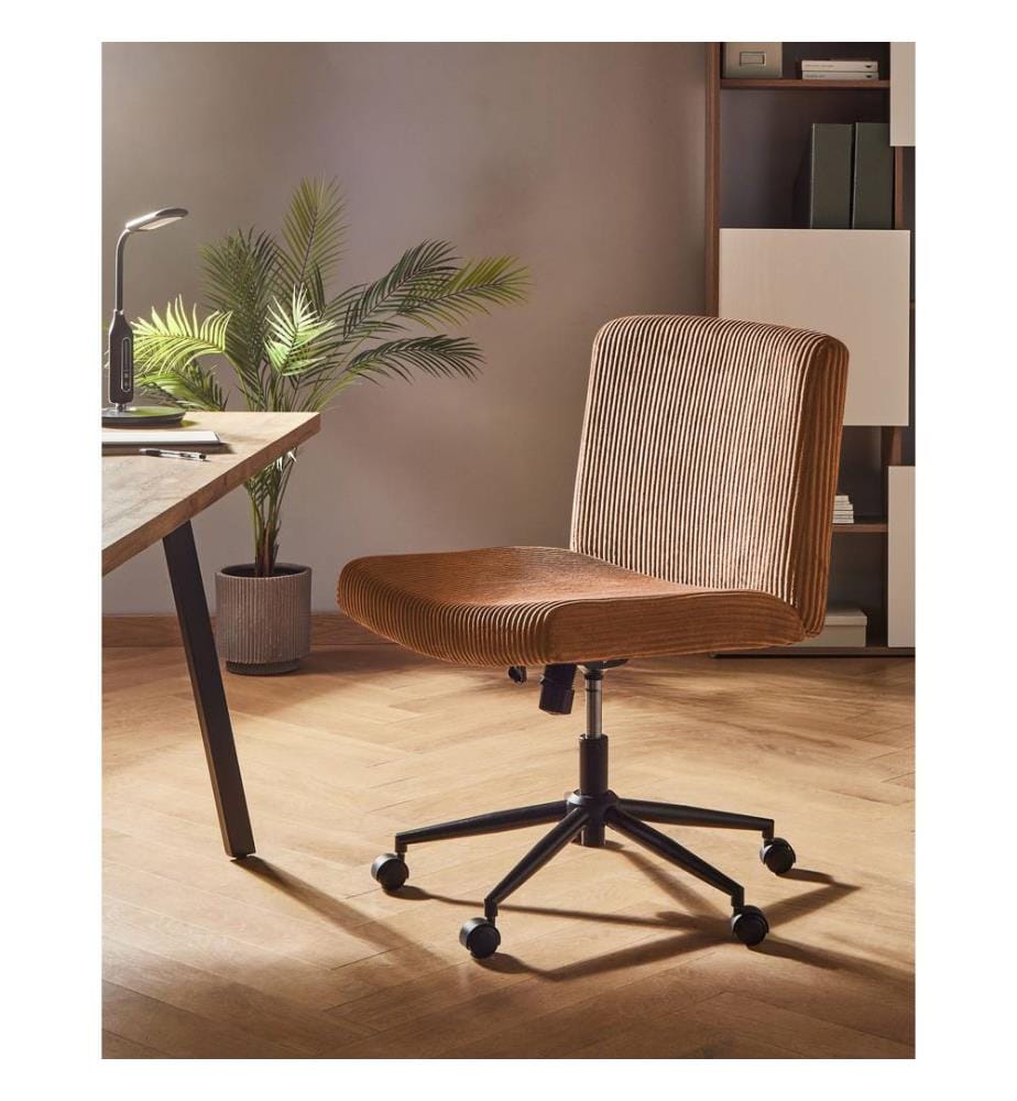 Chaise de bureau GEDDES Velours côtelé Marron doré