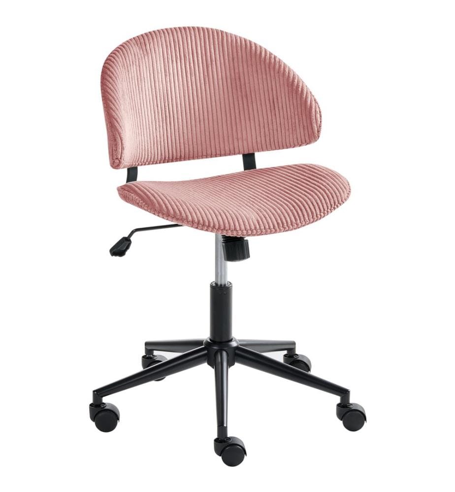 Chaise de bureau KIANA Velours côtelé Rose