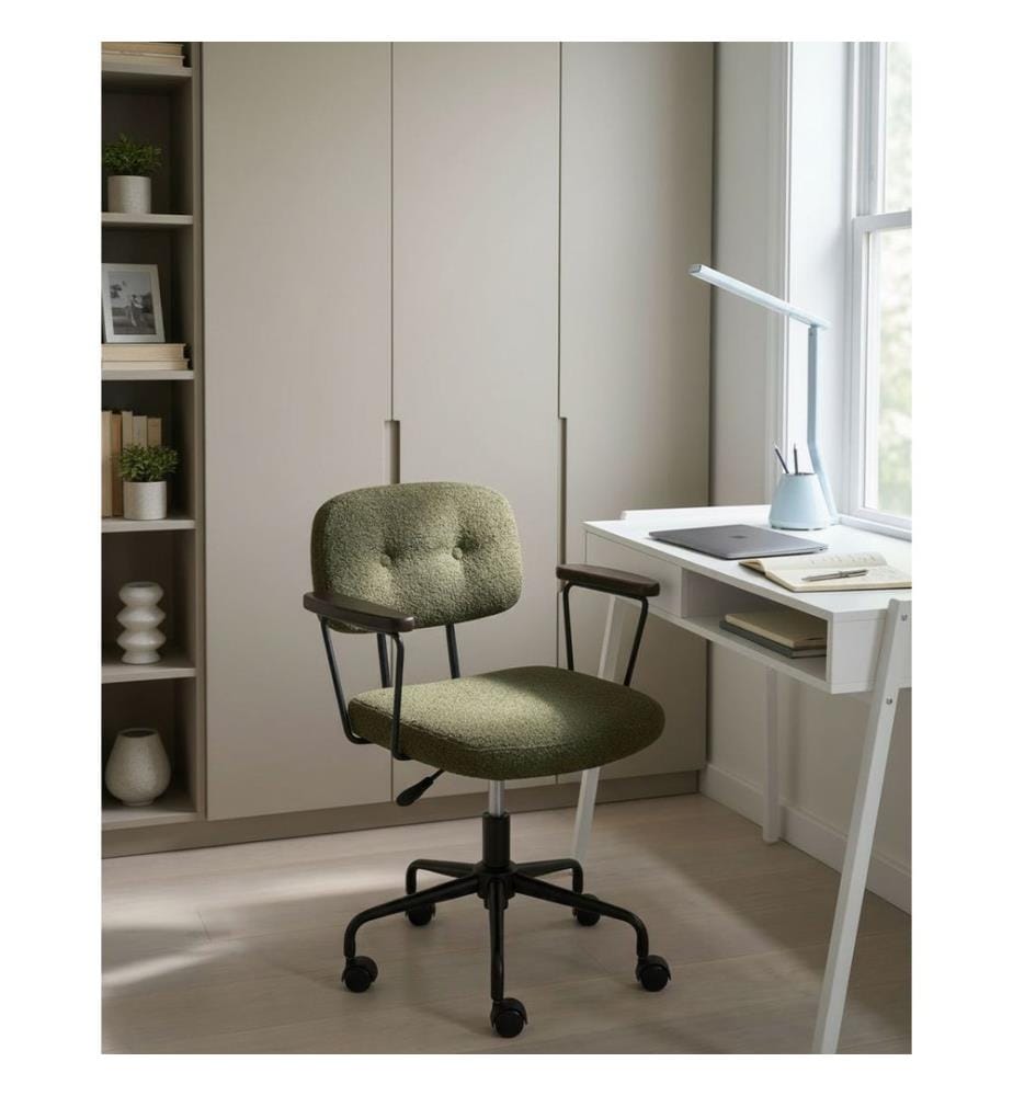Chaise de bureau ALGERITA Bouclé Vert foncé
