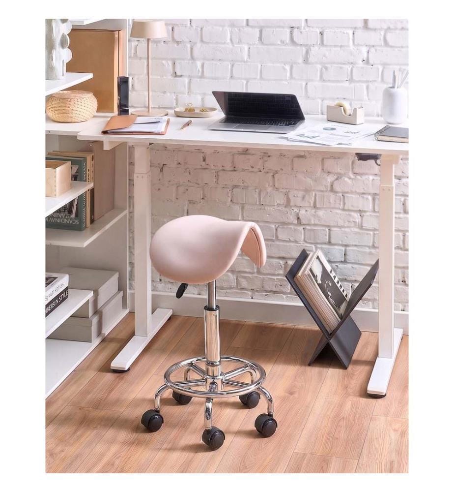 Tabouret de selle DUMONT Cuir PU Rose pastel