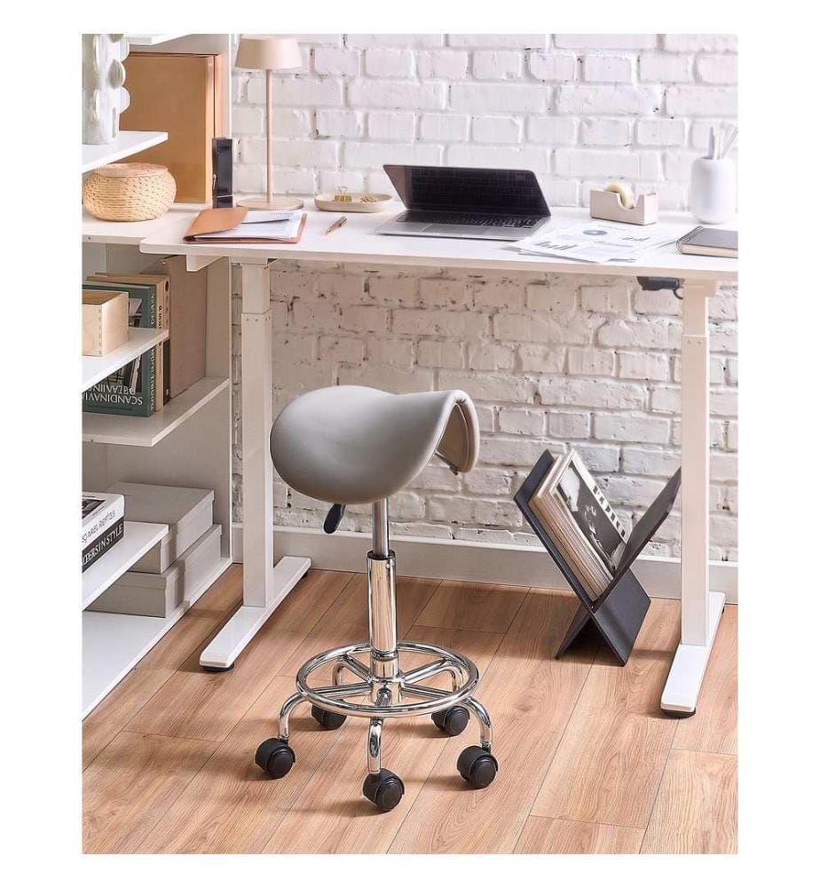 Tabouret de selle DUMONT Cuir PU Taupe