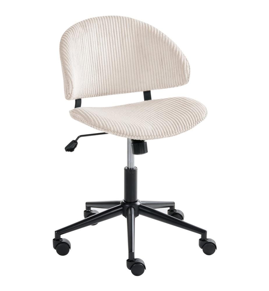 Chaise de bureau KIANA Velours côtelé Blanc cassé