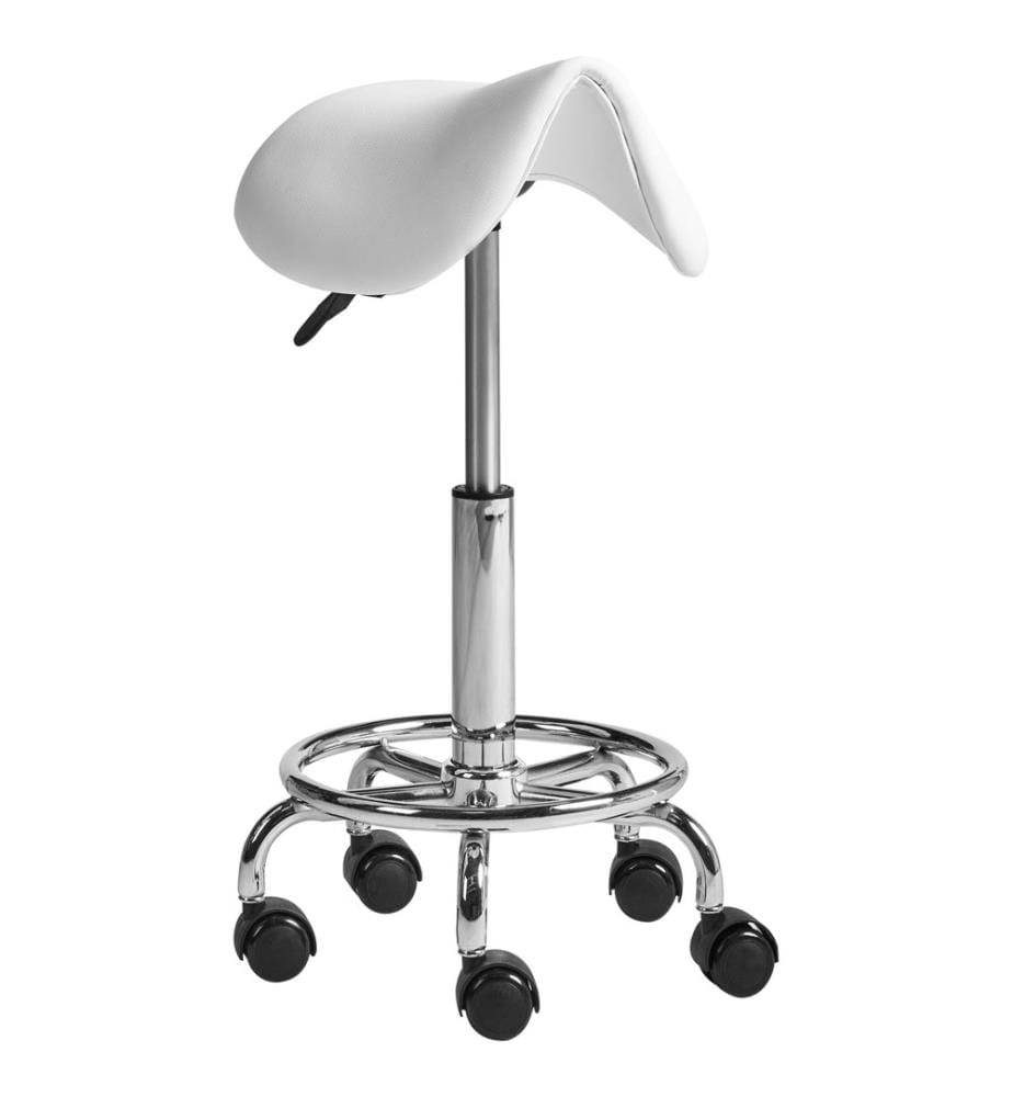 Tabouret de selle DUMONT Cuir PU Blanc