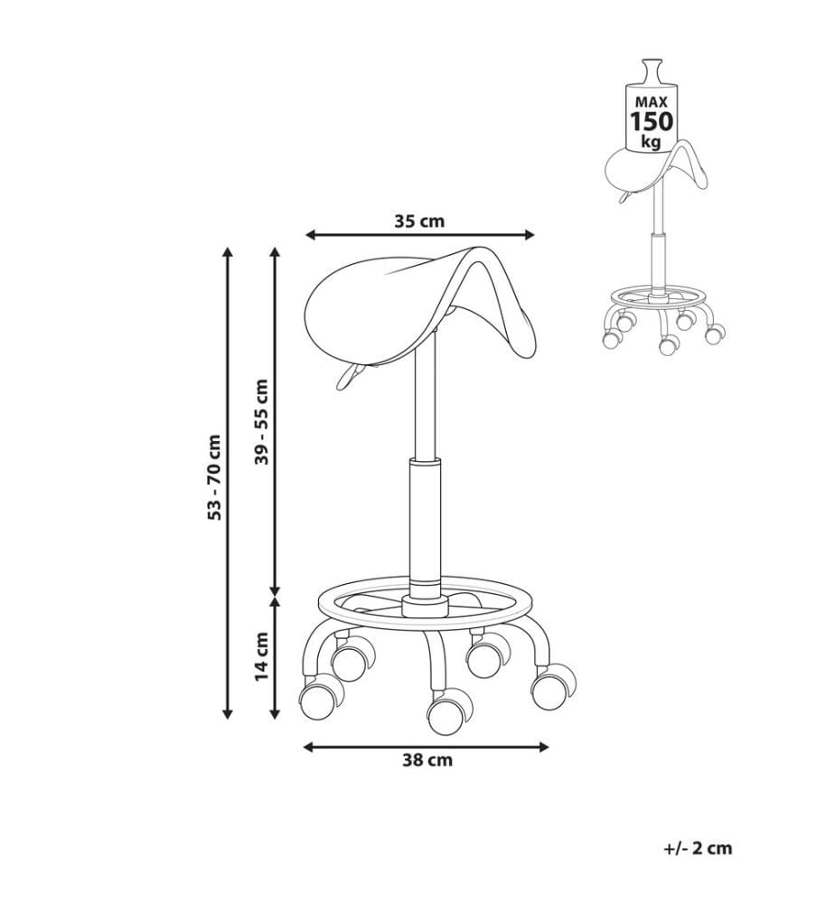 Tabouret de selle DUMONT Cuir PU Blanc