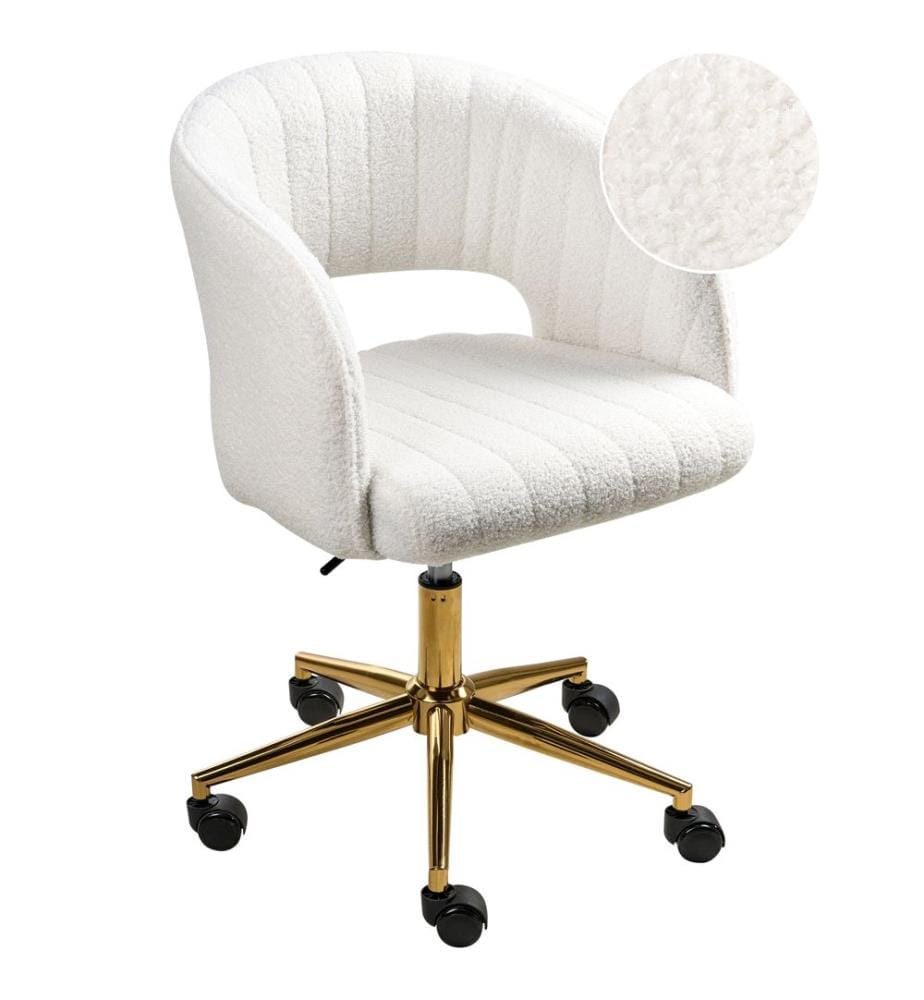 Chaise de bureau KATONAH Bouclé Blanc cassé