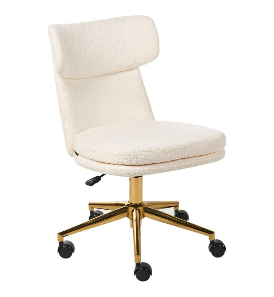 Chaise de bureau GRANBY Bouclé Blanc cassé