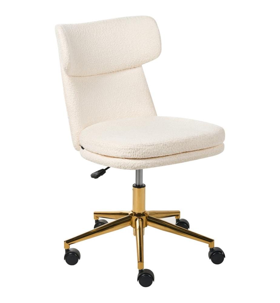 Chaise de bureau GRANBY Bouclé Blanc cassé
