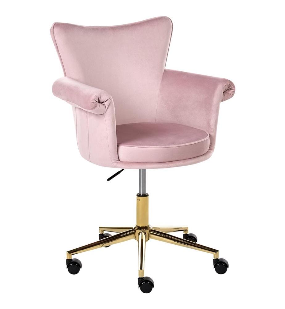 Chaise de bureau VELENCIA Velours Rose pastel