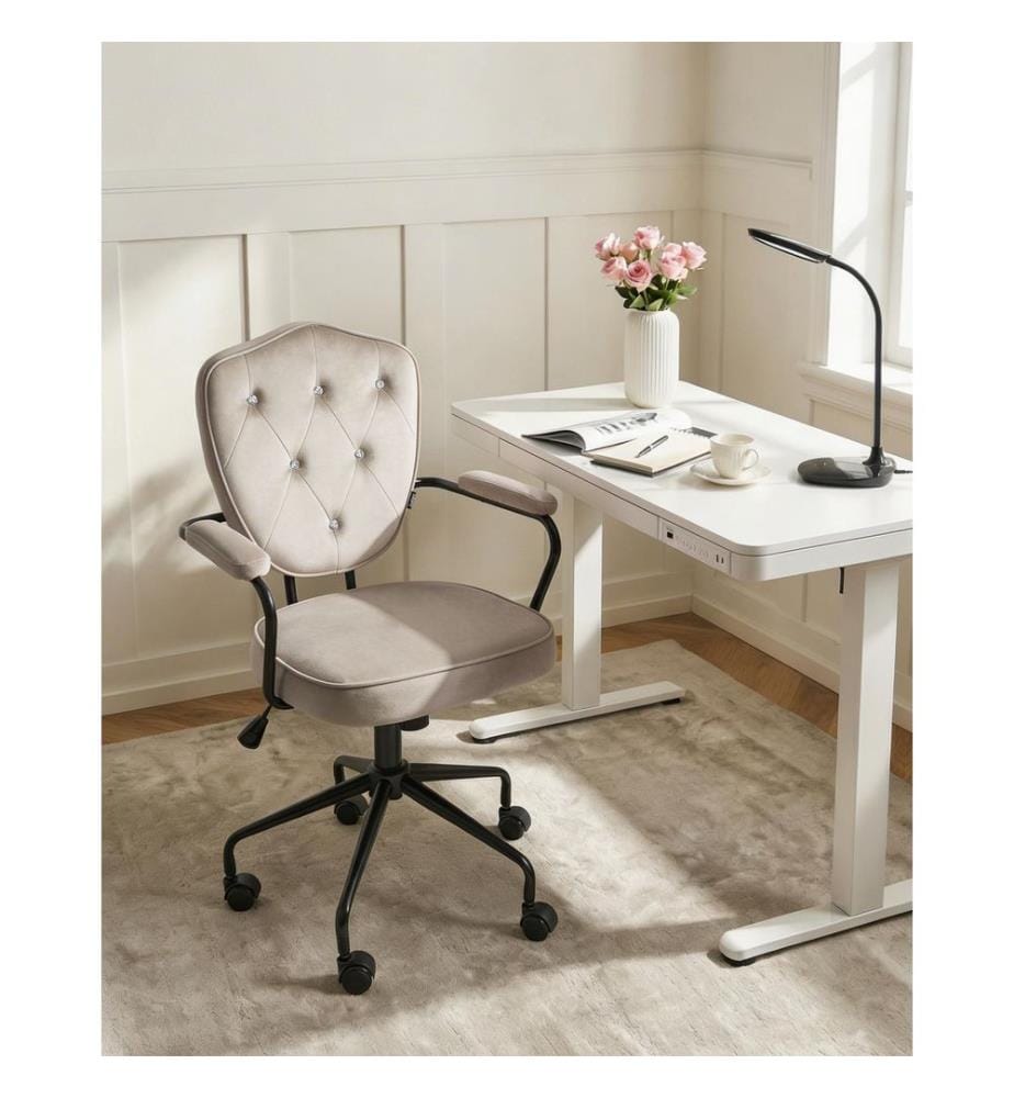 Chaise de bureau VELISSE Velours Taupe