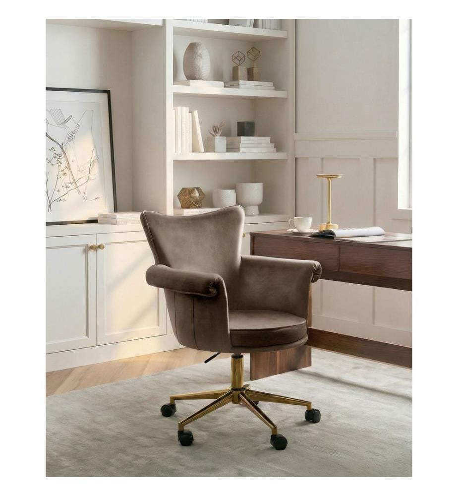 Chaise de bureau VELENCIA Velours Marron