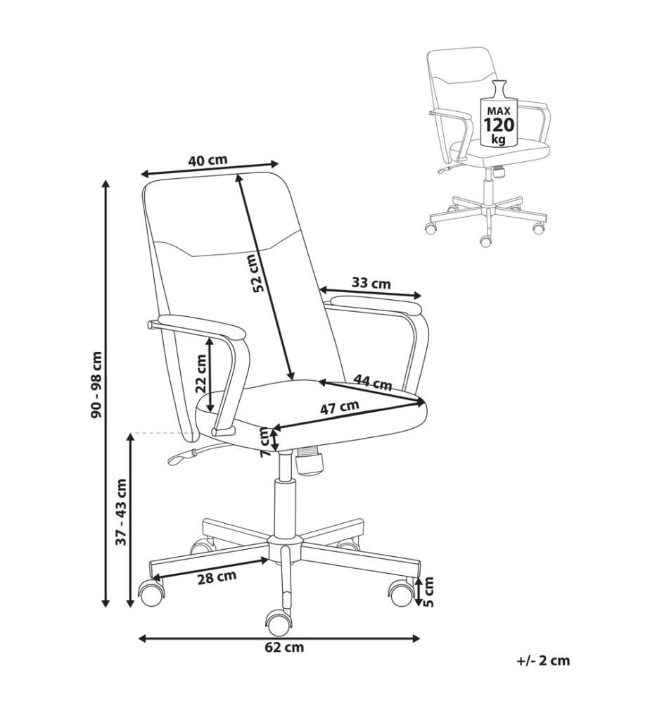 Chaise de bureau CAROGA Tissu Vert foncé