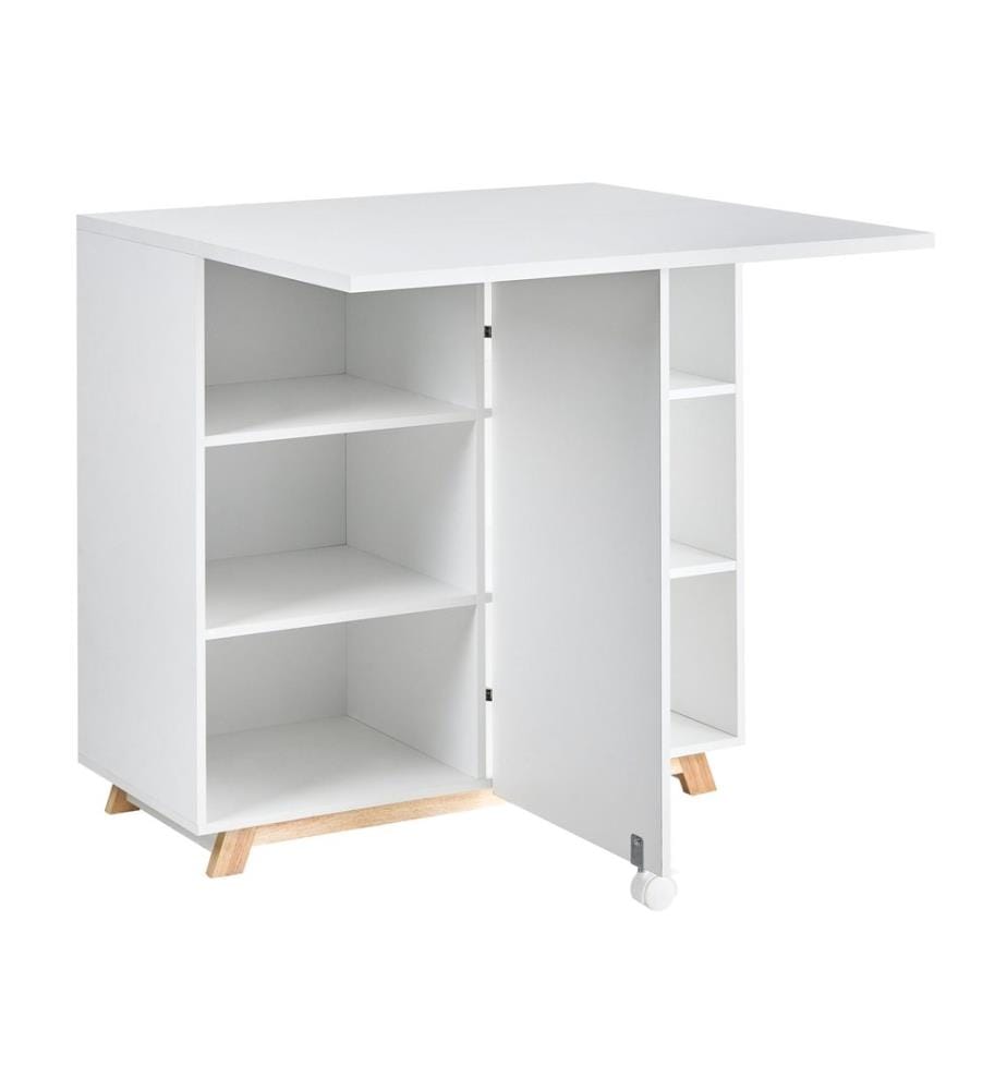 Bureau avec armoire intégrée FLOMOT Blanc 80 cm 40/80 cm Pliant