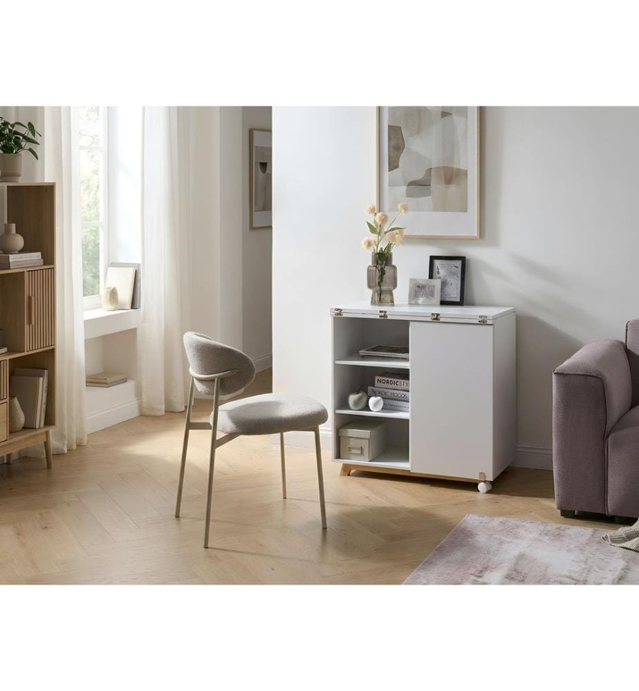 Bureau avec armoire intégrée FLOMOT Blanc 80 cm 40/80 cm Pliant