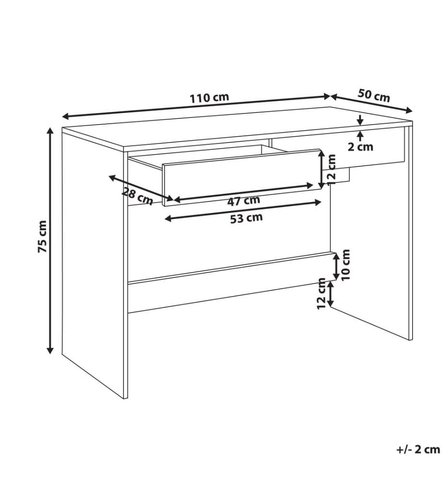 Table de bureau RONDANE Blanc 110 cm 50 cm