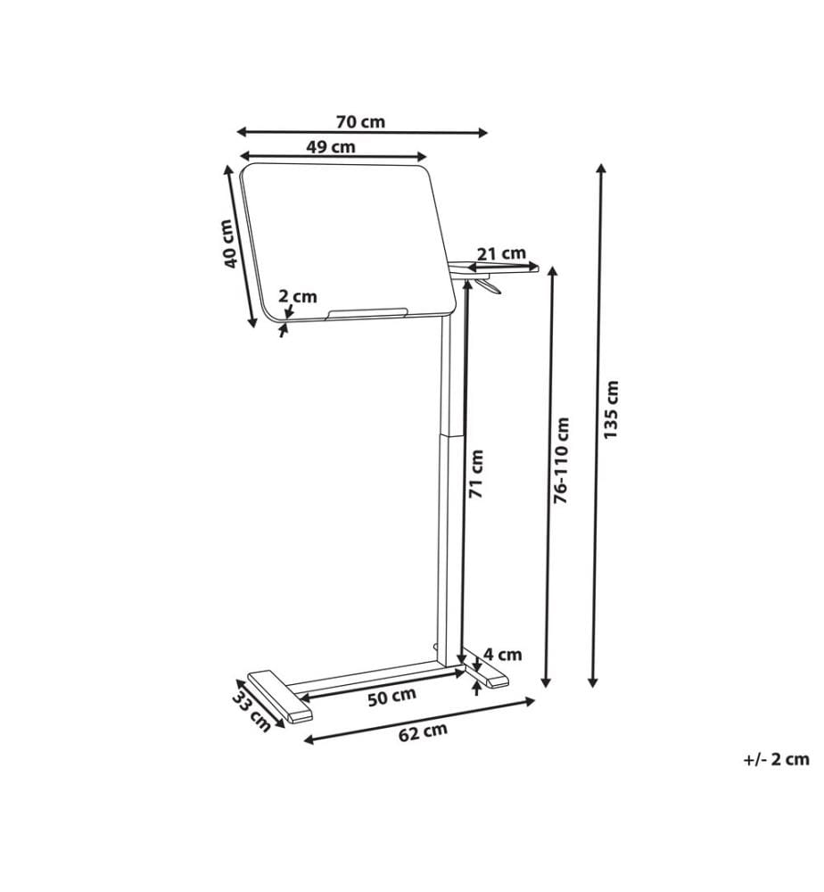 Bureau réglable manuellement en hauteur pour ordinateur portable SCHOLA Vert clair 70 cm 40 cm