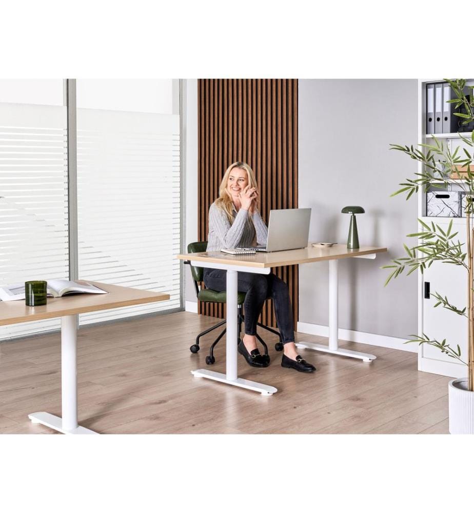 Bureau réglable en hauteur électriquement DESTINAS Marron clair/blanc 120 cm 72 cm