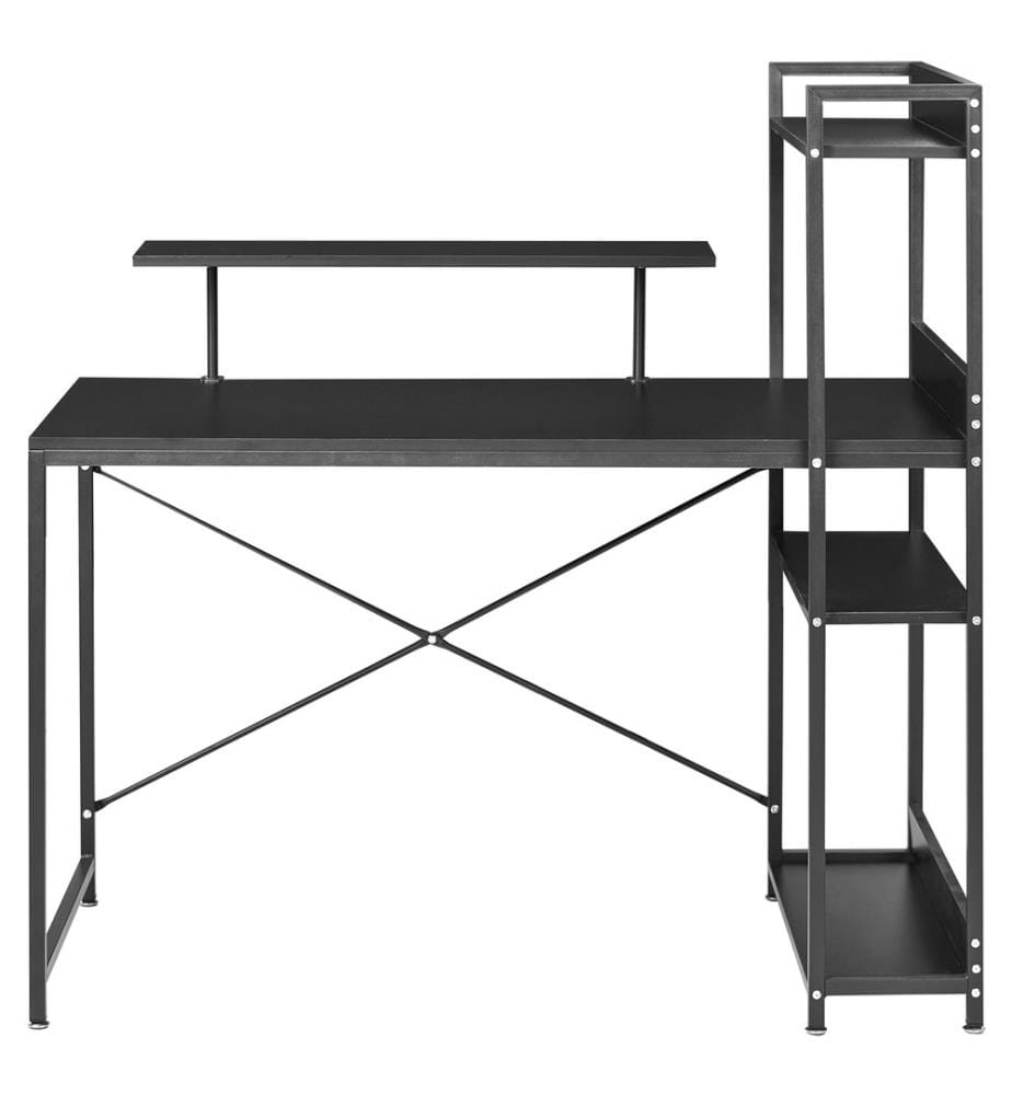 Table de bureau BILOXY Noir 120 cm 64 cm avec étagères
