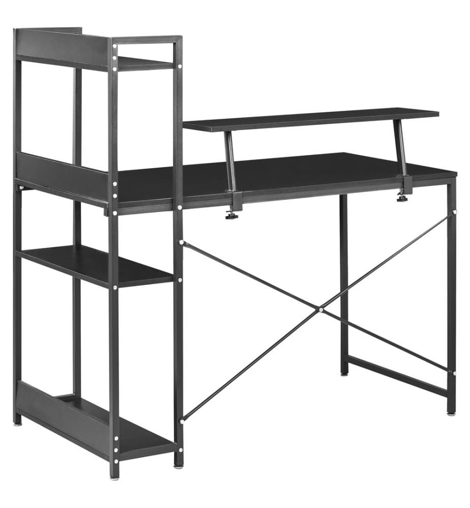 Table de bureau BILOXY Noir 120 cm 64 cm avec étagères