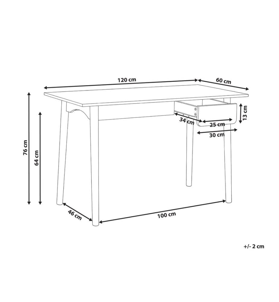Table de bureau VITRION Marron clair/blanc 120 cm 60 cm