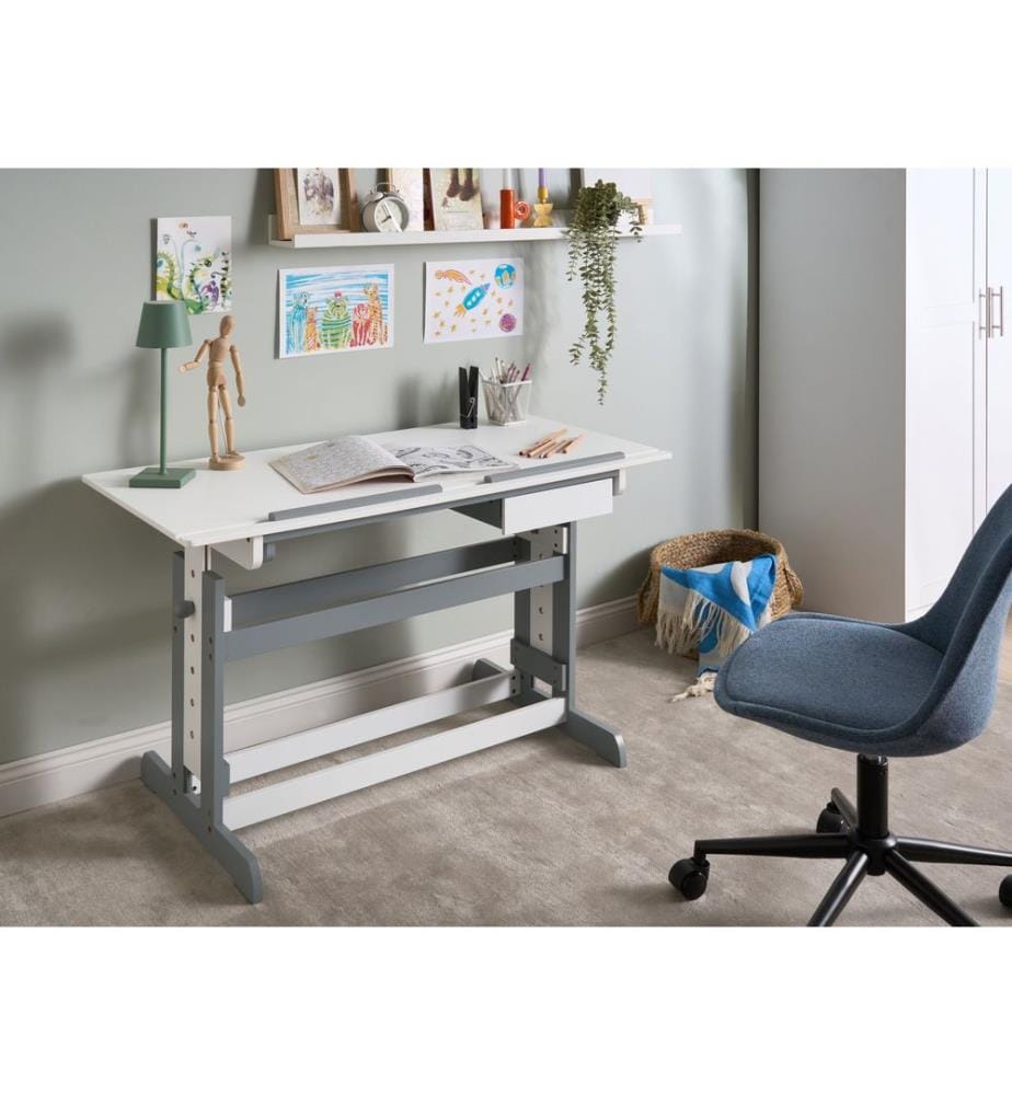 Bureau réglable en hauteur manuellement NANNUP Blanc 110 cm 53 cm