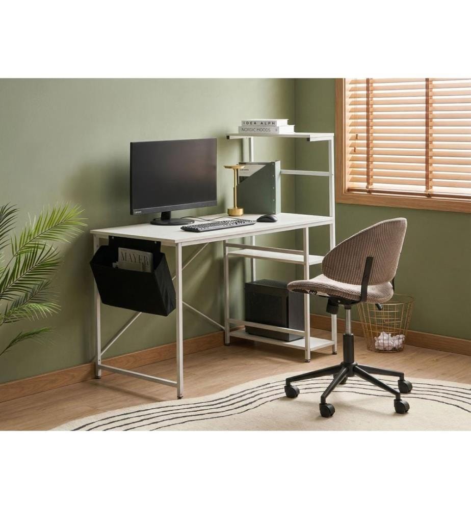Table de bureau ARAMINGO Blanc 120 cm 60 cm avec rangement