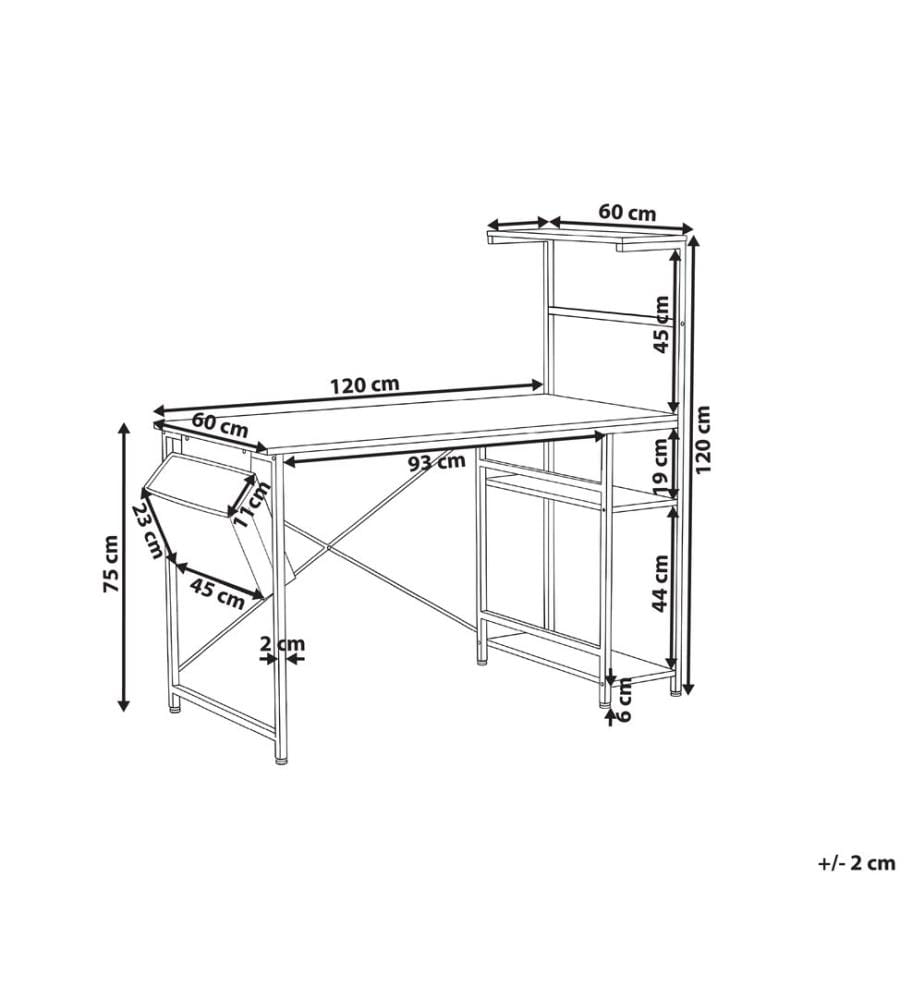Table de bureau ARAMINGO Blanc 120 cm 60 cm avec rangement