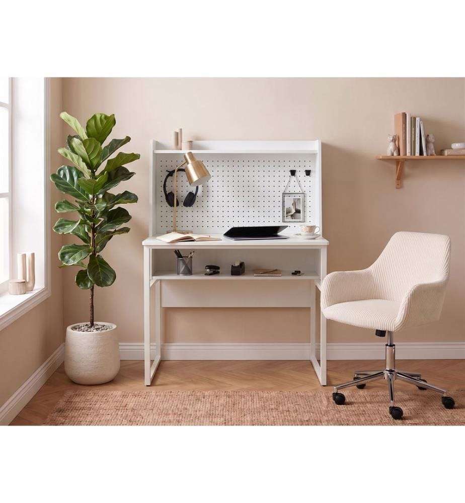 Bureau d'appoint avec panneau perforé BUXTON Blanc 84 cm 48 cm