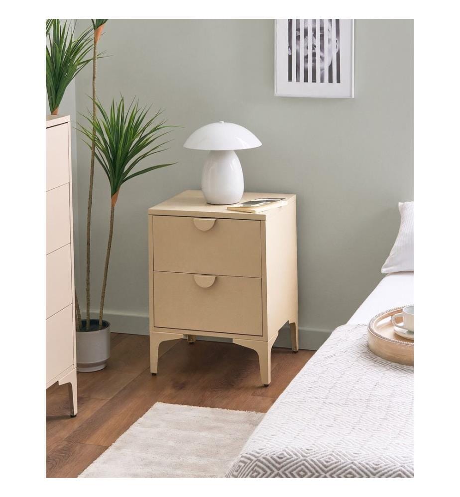 Table de nuit à 2 tiroirs ARDURA Métal Beige