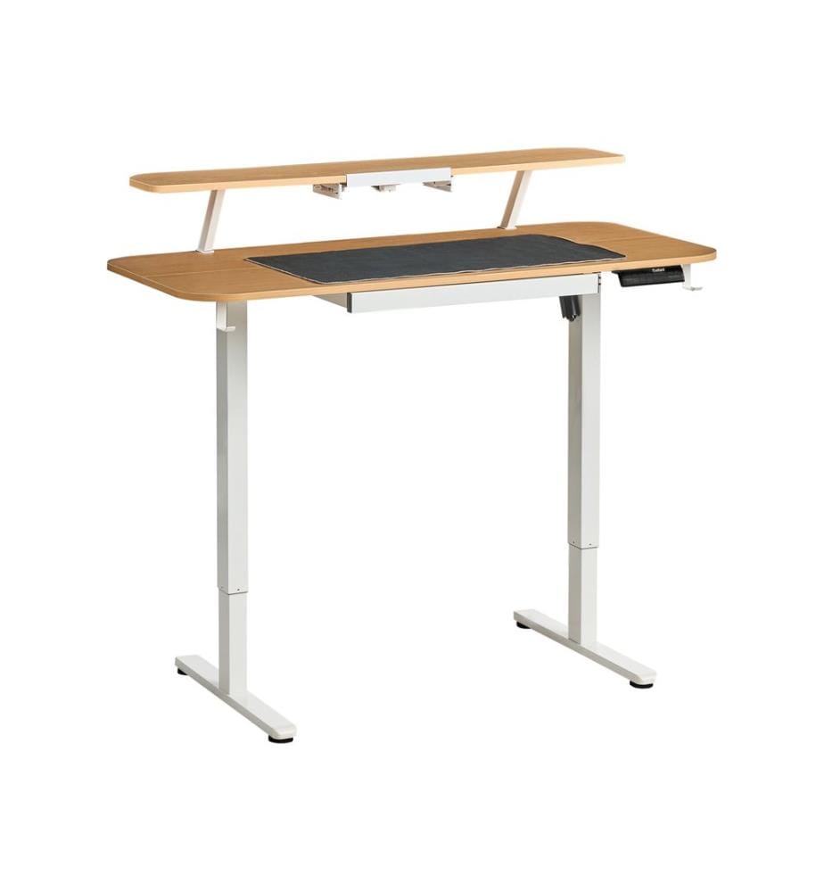 Schreibtisch elektrisch höhenverstellbar WILBANKS Hellbraun / Weiss 120 cm 60 cm mit USB-Anschluss