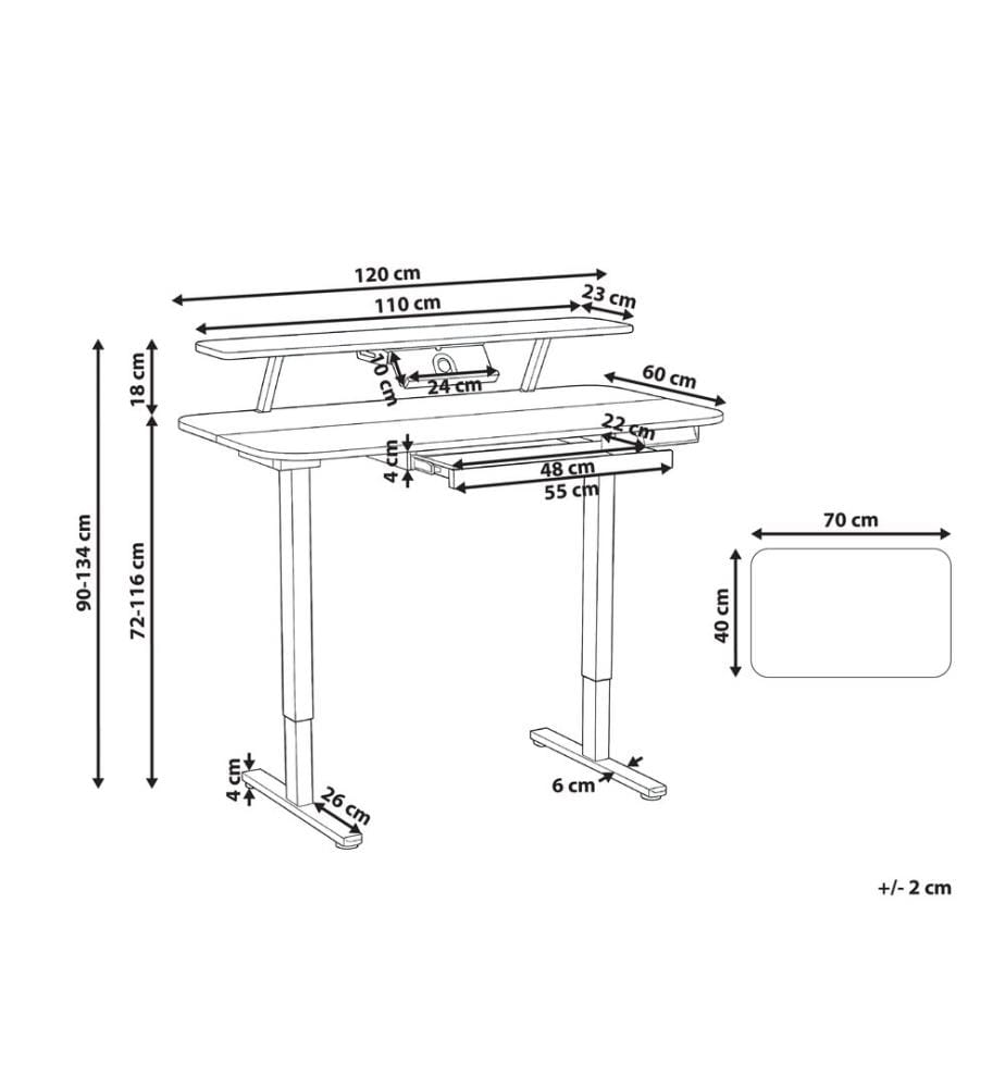 Schreibtisch elektrisch höhenverstellbar WILBANKS Hellbraun / Weiss 120 cm 60 cm mit USB-Anschluss