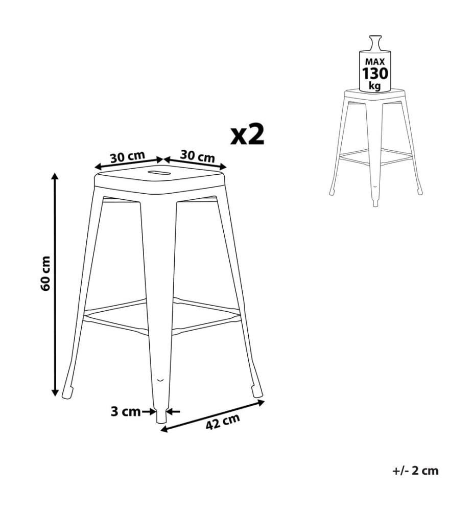 Lot de 2 tabourets de bar CABRILLO Métal Rose