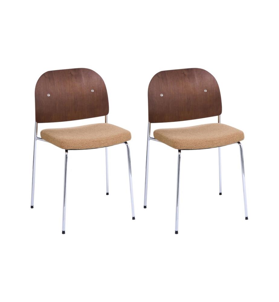 Lot de 2 chaises de salle à manger ASHCROFT Métal Orange/marron foncé