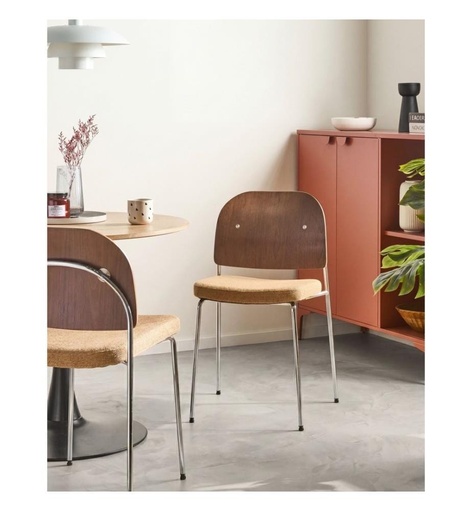 Lot de 2 chaises de salle à manger ASHCROFT Métal Orange/marron foncé
